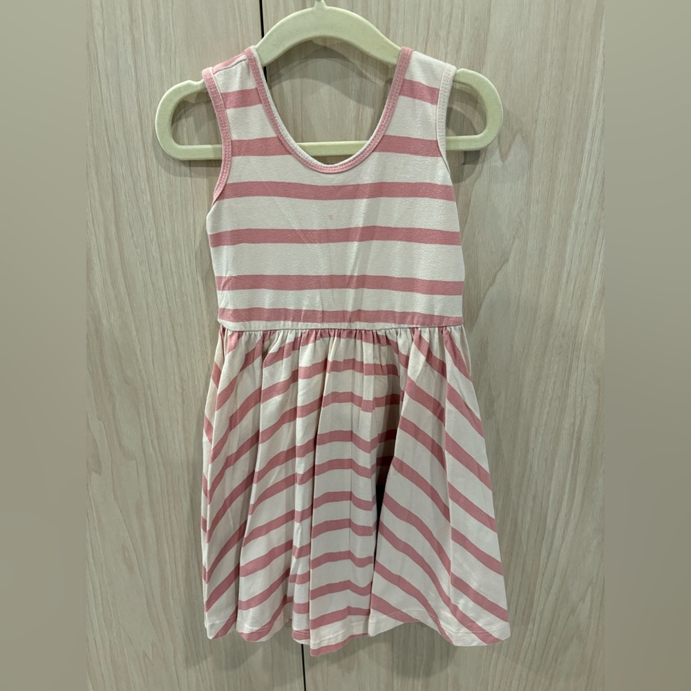 Alice and Ames Pink and White Striped Twirling Kids Dress